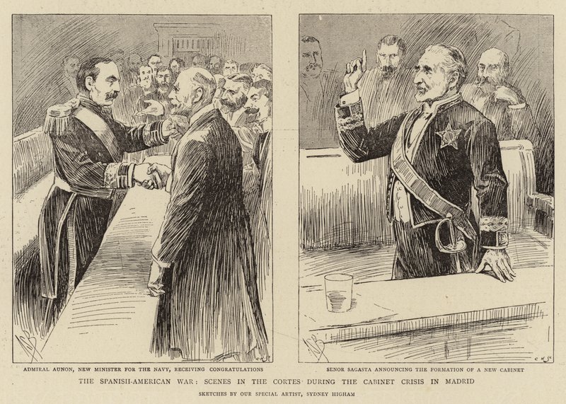 A guerra hispano-americana, cenas nas Cortes durante a crise do gabinete em Madri de Alexander Stuart Boyd