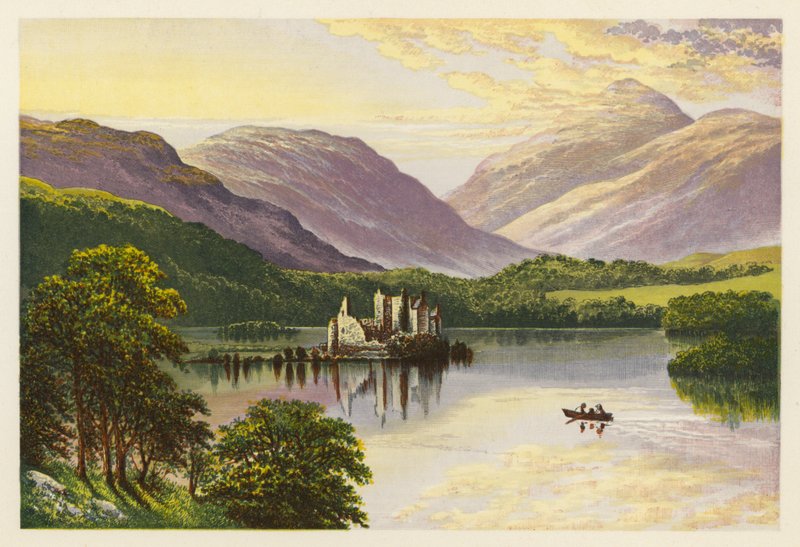 Paisagem de lagos escoceses: Loch Awe (litografia a cores) de Alexander Francis (after) Lydon