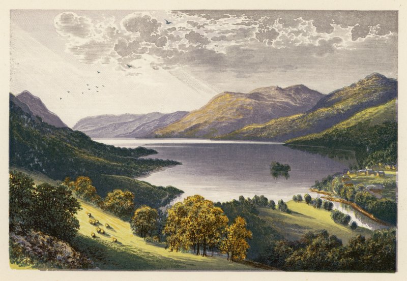 Paisagem de lagos escoceses: Loch Earn (litografia a cores) de Alexander Francis (after) Lydon