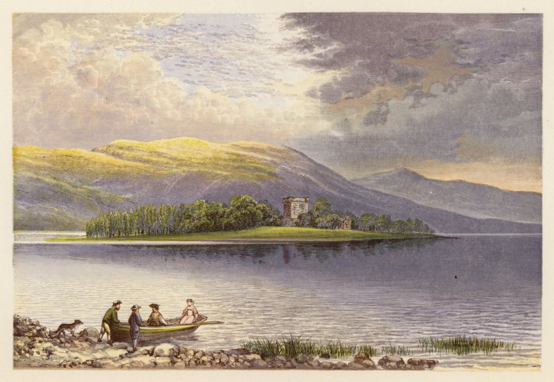 Paisagem de lagos escoceses: Loch Leven (litografia a cores) de Alexander Francis (after) Lydon