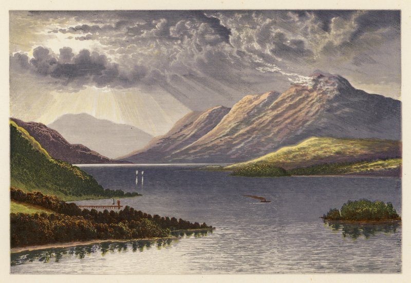 Paisagem de lagos escoceses: Loch Lomond (litografia a cores) de Alexander Francis (after) Lydon