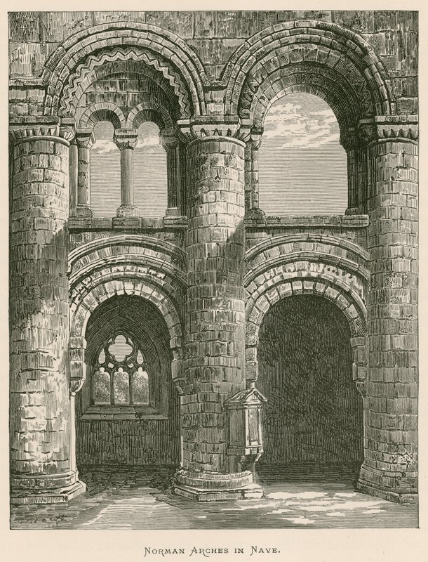 Jedburgh Abbey, Norman Arches em Nave de Alexander Francis Lydon