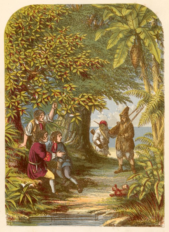 Robinson Crusoe surpreende os três ingleses de Alexander Francis Lydon