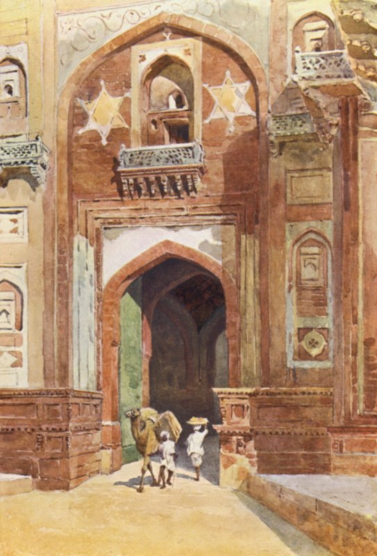 Forte Agra, dentro da Porta de Deli (cor litho) de Alexander Henry Hallam Murray