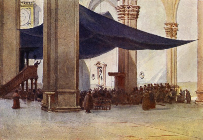 Florença, Interior do Duomo durante a pregação quaresmal (lito colorido) de Alexander Henry Hallam Murray