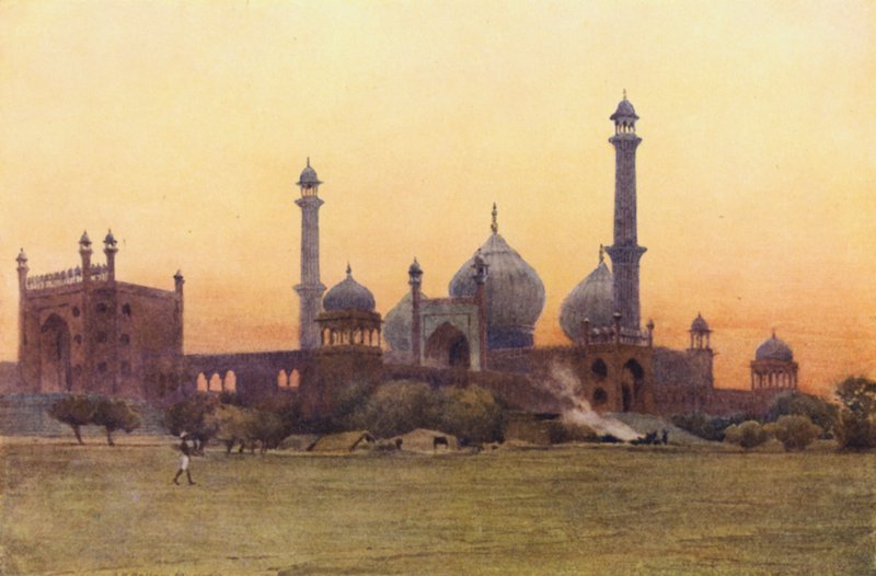 O Jumma Musjid, Delhi, ao pôr do sol de Alexander Henry Hallam Murray