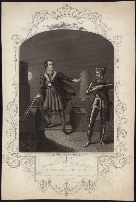 Mr Macready como Hamlet e Mr Stuart como The Ghost de Alexander Reid