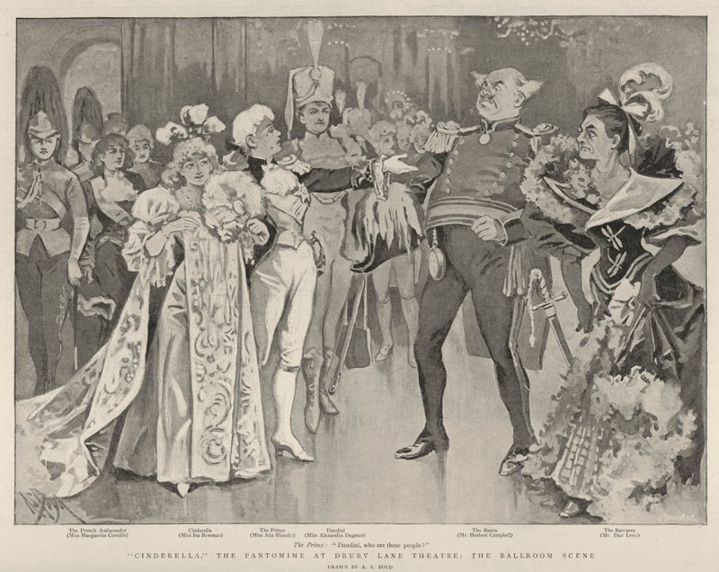Cinderela, a pantomima no teatro Drury Lane, a cena do salão de baile de Alexander Stuart Boyd
