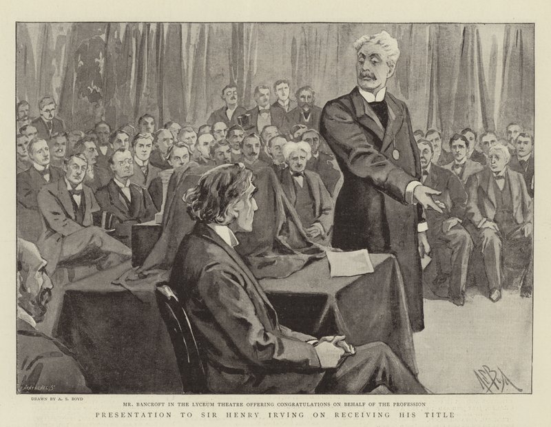 Apresentação a Sir Henry Irving ao receber seu título de Alexander Stuart Boyd