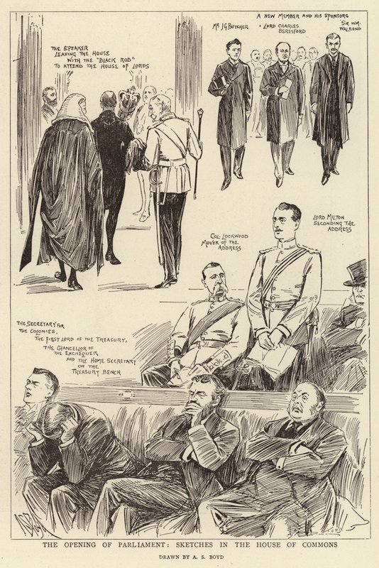 A abertura do Parlamento, esboços na Câmara dos Comuns de Alexander Stuart Boyd
