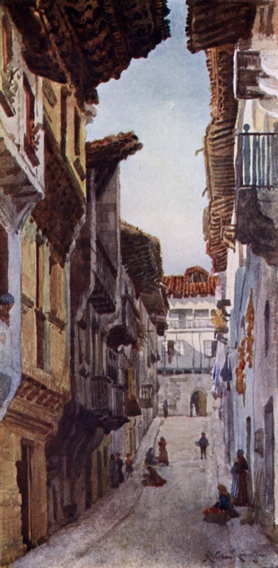 Uma rua em Fuentarabia (cor litho) de Alexander Wallace Rimington