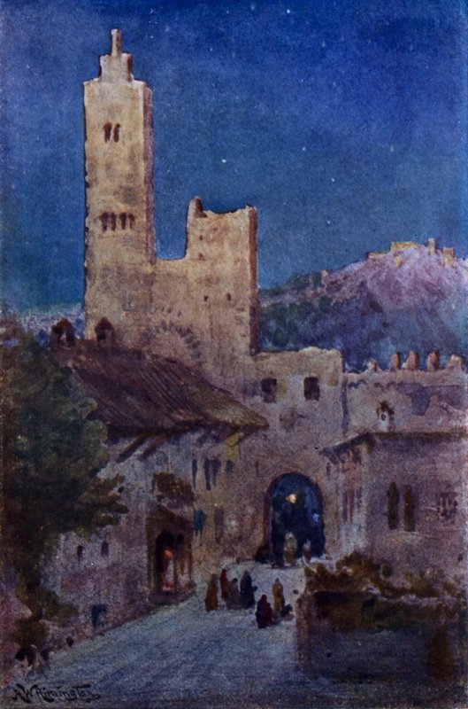 Uma vila de La Mancha (cor litho) de Alexander Wallace Rimington