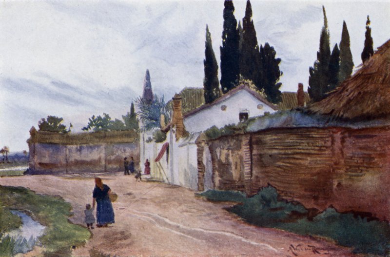 Fora das Muralhas da Cidade, Sevilha (cor litho) de Alexander Wallace Rimington