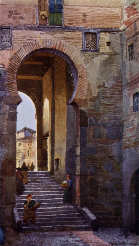 Puerta Del Zocodover, Toledo (cor litho) de Alexander Wallace Rimington