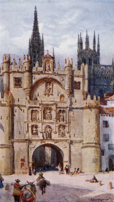 Puerta S Maria, Burgos (cor litho) de Alexander Wallace Rimington