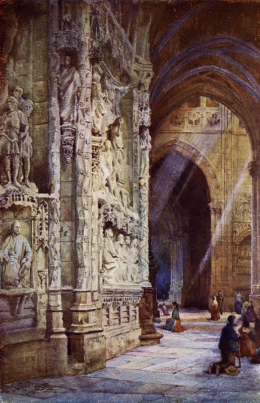 O Ambulatório, Catedral de Burgos (cor litho) de Alexander Wallace Rimington