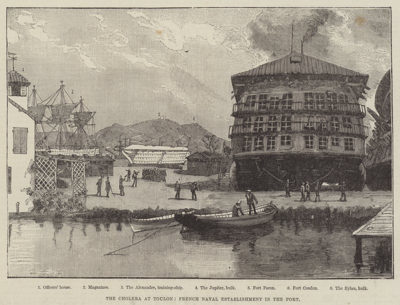A cólera em Toulon, estabelecimento naval francês no porto de Alexandre Brun