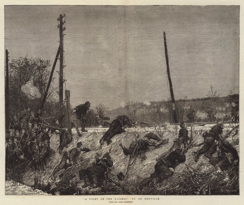 Uma luta na estrada de ferro de Alfred Brunel de Neuville