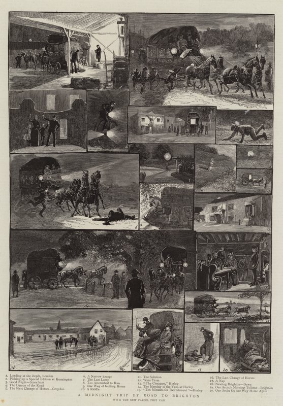 Uma viagem da meia-noite pela estrada a Brigghton de Alfred Chantrey Corbould