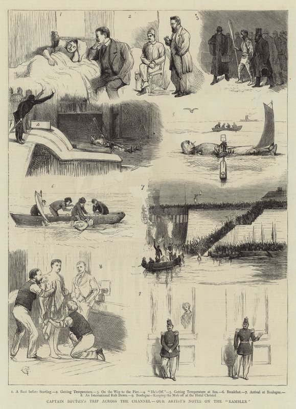 Viagem do Capitão Boyton através do Canal, as notas do nosso artista sobre o rambler de Alfred Chantrey Corbould