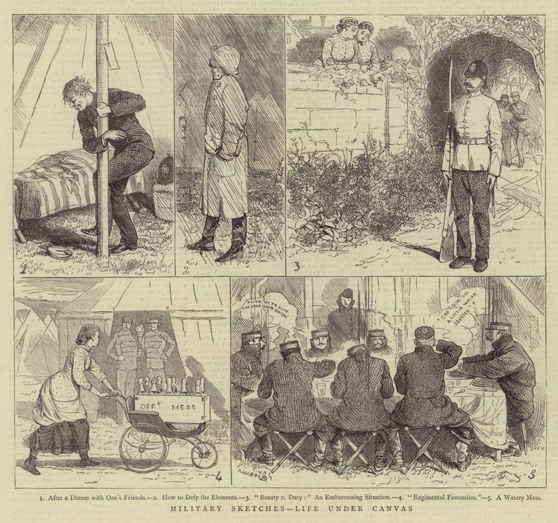 Esboços militares, vida sob tela de Alfred Chantrey Corbould