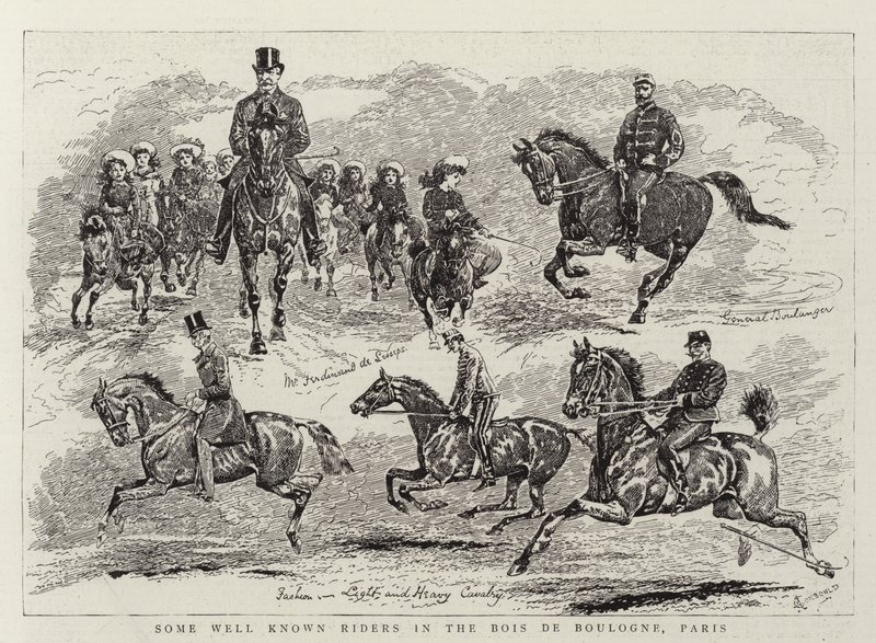 Alguns cavaleiros bem conhecidos no Bois de Boulogne, Paris de Alfred Chantrey Corbould
