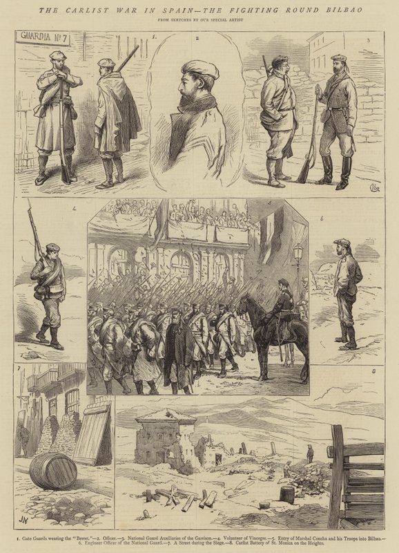 A guerra carlista na Espanha, a rodada de luta Bilbao de Alfred Chantrey Corbould
