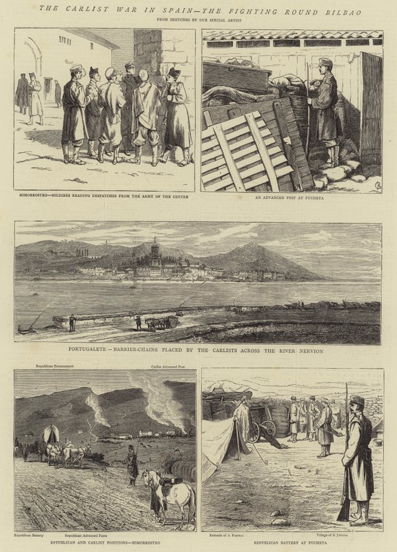 A guerra carlista na Espanha, a rodada de luta Bilbao de Alfred Chantrey Corbould