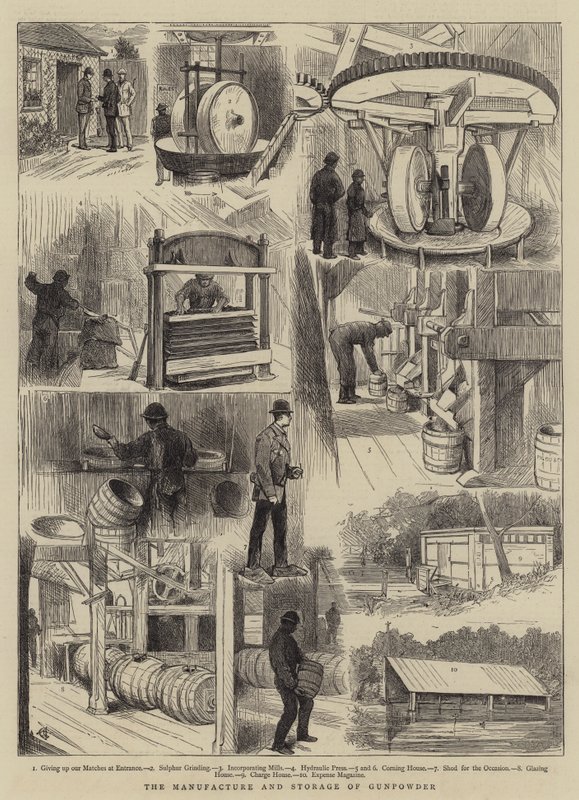 A manufatura e armazenamento de pólvora de Alfred Chantrey Corbould