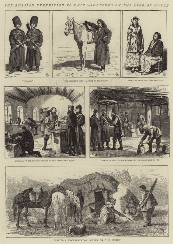 A Expedição Russa a Khiva, Esboços na Linha de Março de Alfred Chantrey Corbould