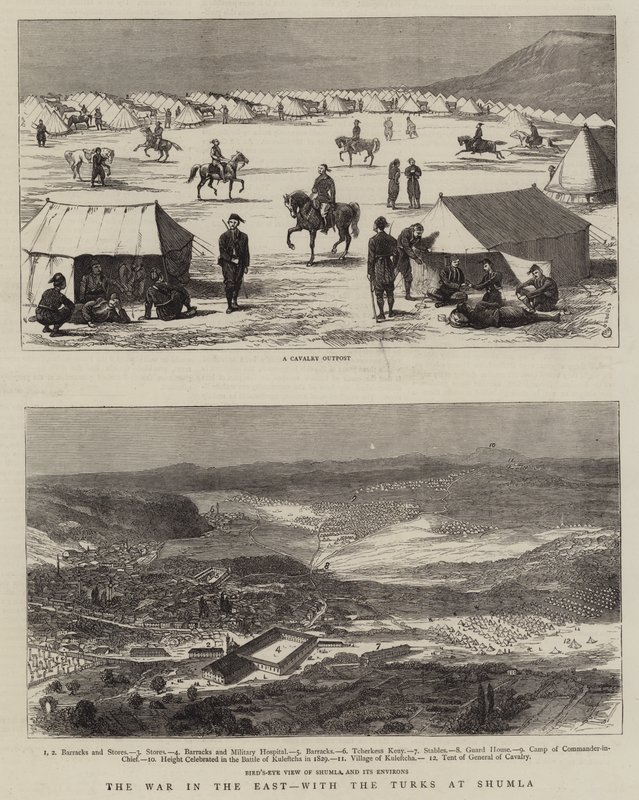 A guerra no leste, com os turcos em Shumla de Alfred Chantrey Corbould
