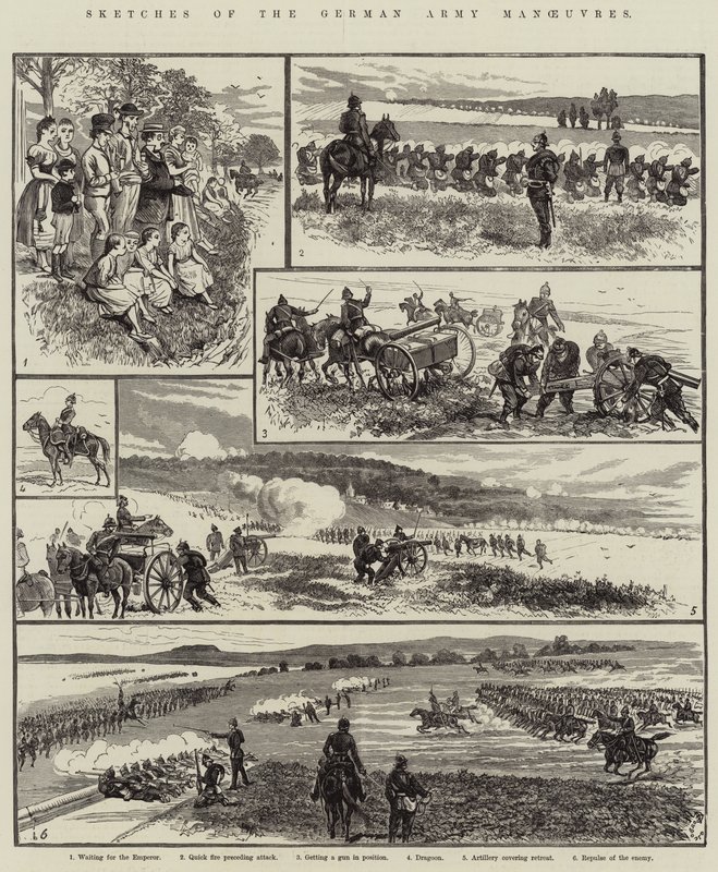 Esboços das manobras do exército alemão de Alfred Courbould