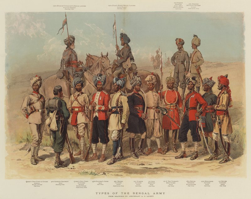 Tipos do exército de bengala de Alfred Crowdy Lovett