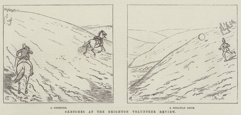 Esboços no Brighton Volunteer Review de Alfred Crowquill