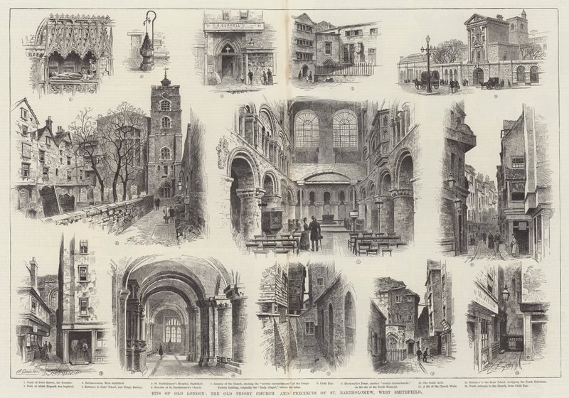 Pedaços da Velha Londres, a Igreja do Antigo Priorado e os Recintos de São Bartolomeu, West Smithfield de Alfred Robert Quinton