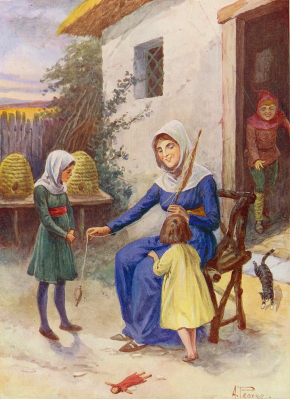 Merrie England: Aprender a fiar (litografia a cores) de Alfred (after) Pearse