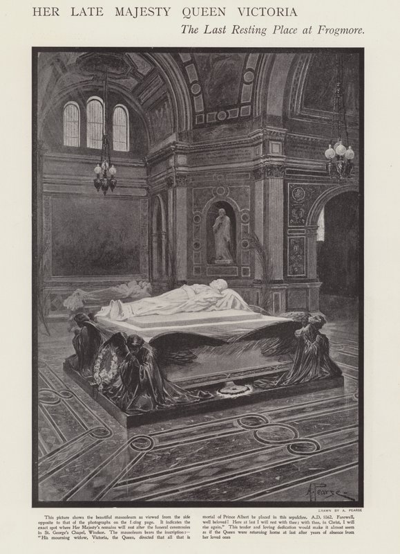 O último lugar de descanso da Rainha Victoria em Frogmore (litho) de Alfred (after) Pearse