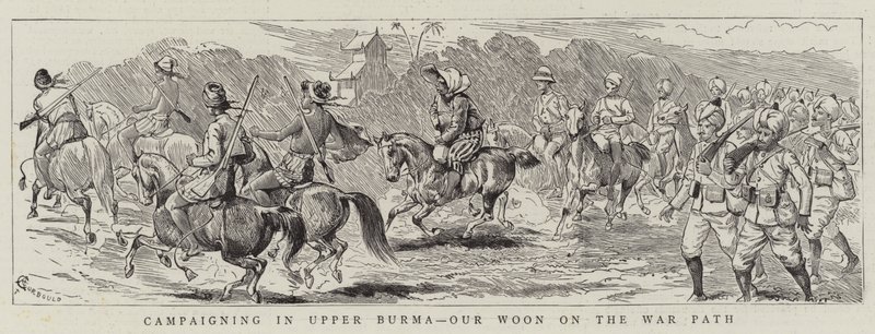 Campanha na Alta Birmânia, nosso Woon on the War Path de Alfred Chantrey Corbould