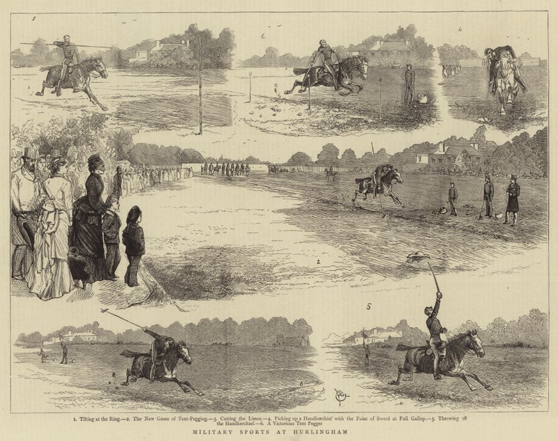 Desportos Militares em Hurlingham (gravura) de Alfred Chantrey Corbould