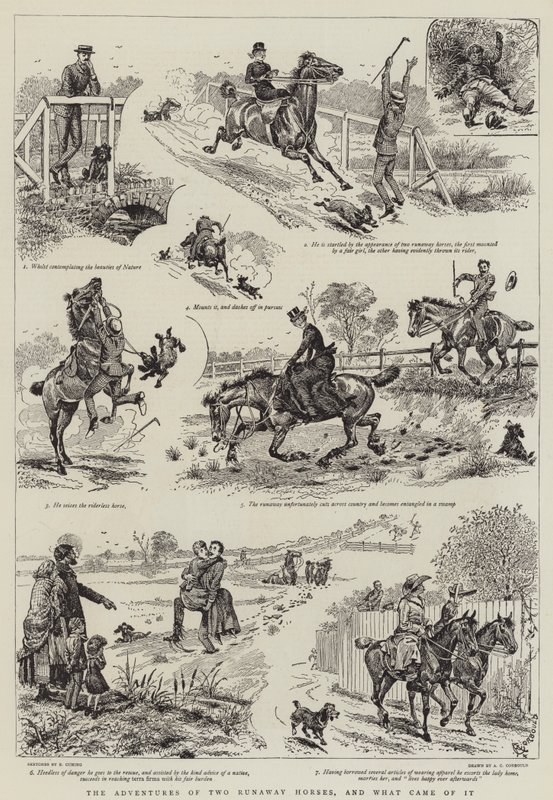 As aventuras de dois cavalos fugitivos e o que veio dele de Alfred Chantrey Corbould