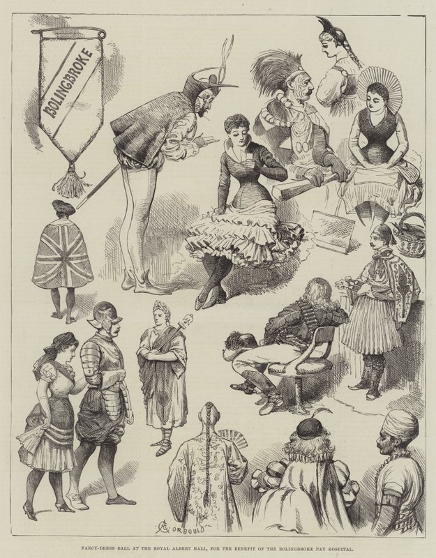 Bola de fantasia no Royal Albert Hall, para o benefício do hospital de pagamento de Bolingbroke de Alfred Courbould