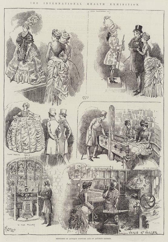 A Exposição Internacional de Saúde, Sketches of Antique Costume e da Antiga Londres de Alfred Courbould