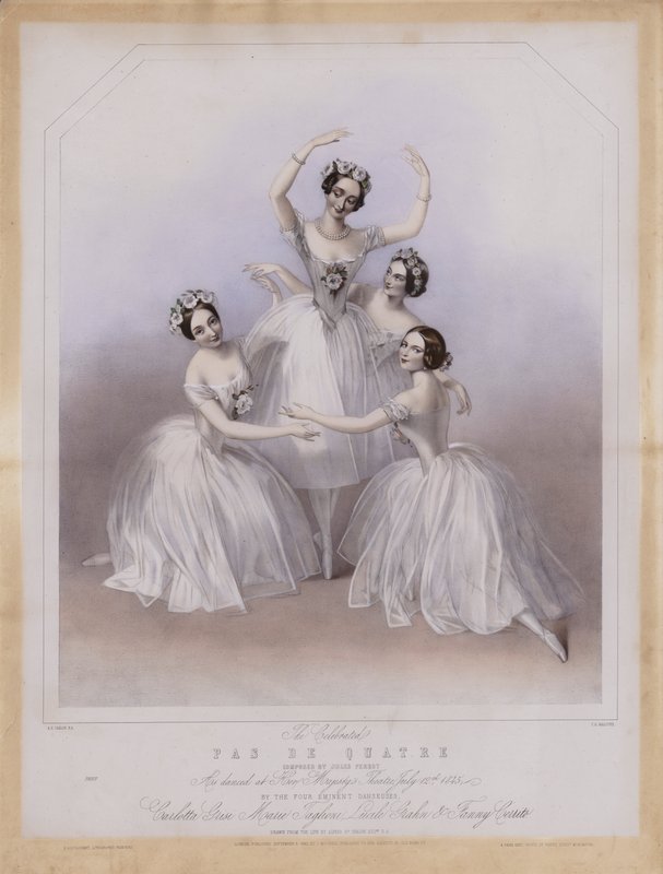 O Celebrated Pas De Quatre composto por Jules Perrot, como dançou no Her Majestys Theatre de Alfred Edward (after) Chalon