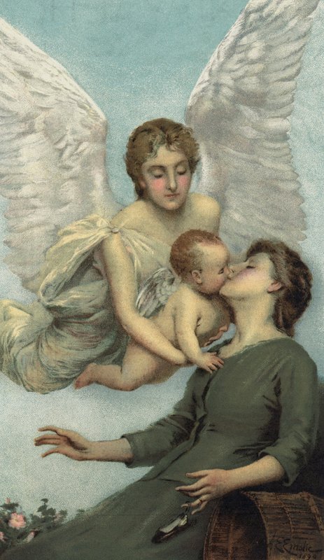 "O Sonho de uma Mãe" (cor litho) de Alfred Edward (after) Emslie