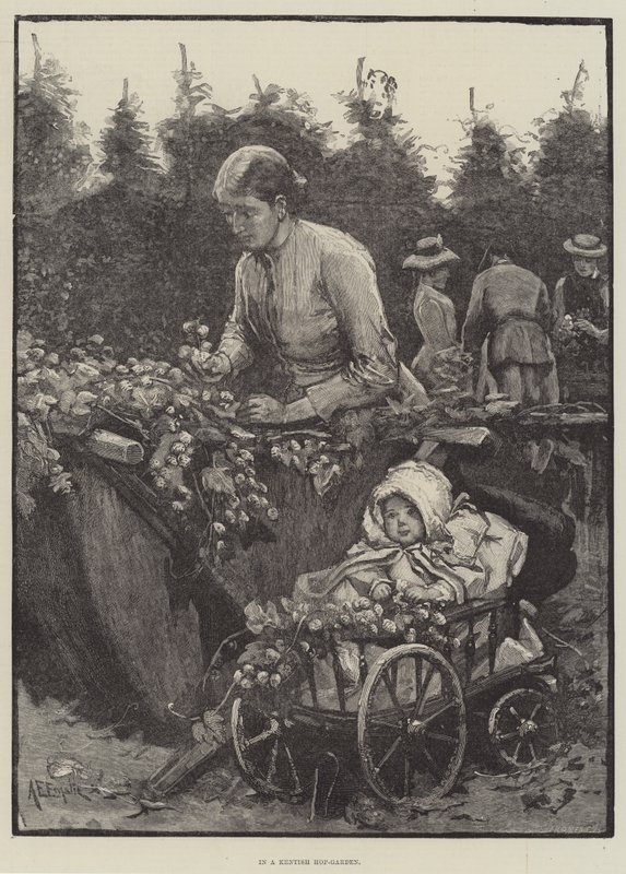 Em um jardim de lúpulo de Kentish de Alfred Edward Emslie