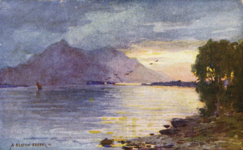 Um por do sol aquoso, Lough Leane, Killarney de Alfred Heaton Cooper