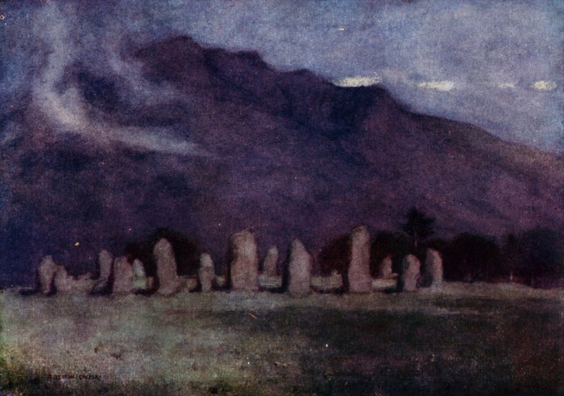 Castlerigg Stone Circle, Cumbria (lito colorido) de Alfred Heaton Cooper