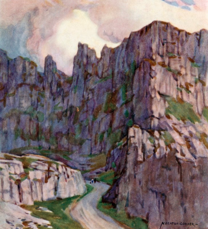 Desfiladeiro Cheddar (cor litho) de Alfred Heaton Cooper