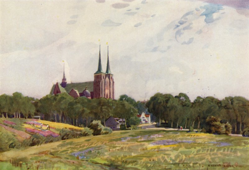 Dinamarca: Catedral de Roskilde (cor litho) de Alfred Heaton Cooper