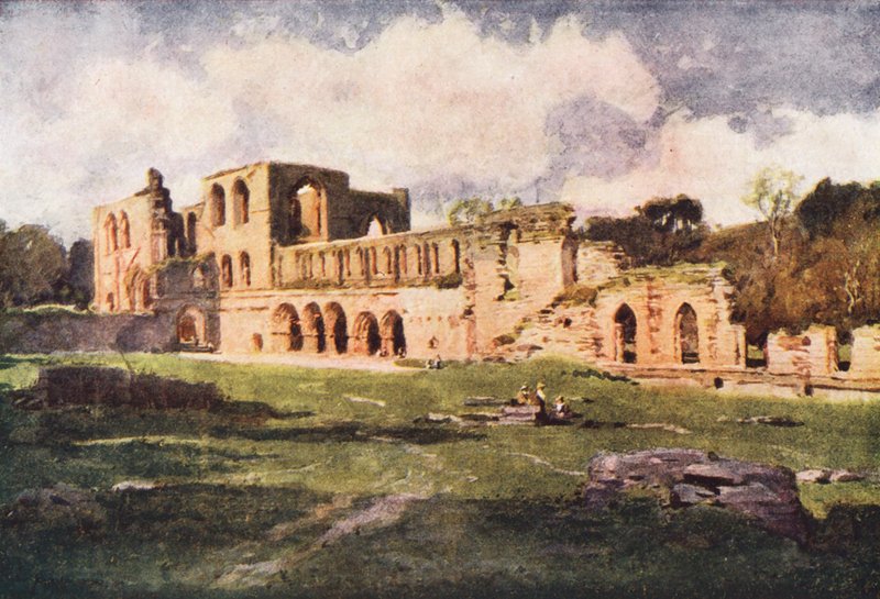Região dos lagos: Furness Abbey in the Vale of Nightshade (litografia a cores) de Alfred Heaton Cooper
